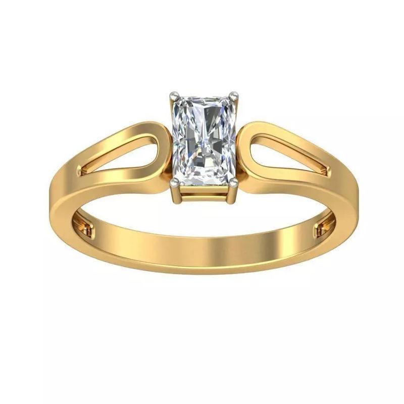 Elegant Gold Ring with Emerald Cut Diamond Solitaire