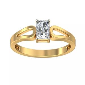 Elegant Gold Ring with Emerald Cut Diamond Solitaire