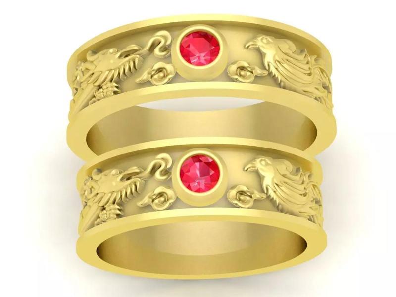 Viet Nam Dragon and Phoneix Wedding Rings 113