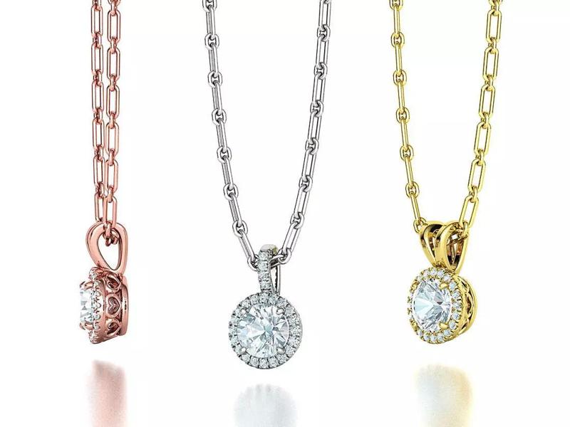 9mm Round Halo Diamond Necklace Pendant 1Ct stone