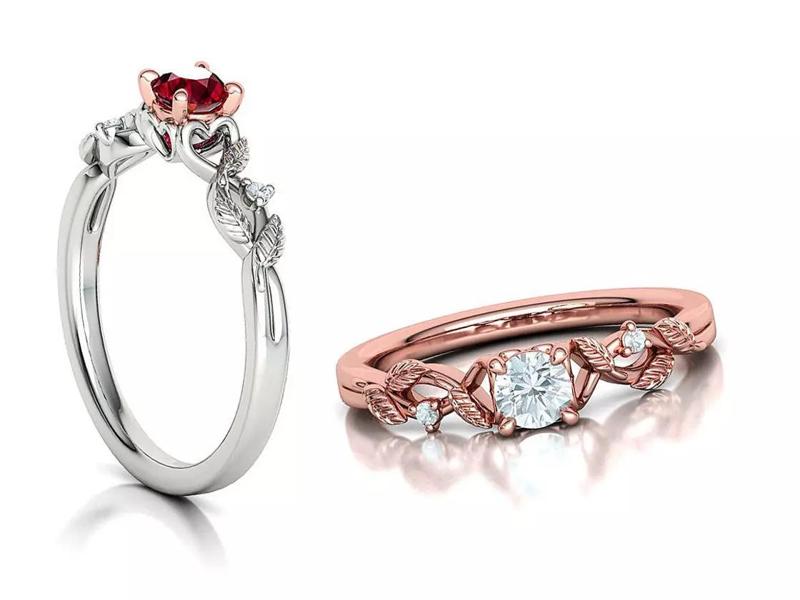 Solitaire Ring 30 pointer stone Floral design 3dmodel