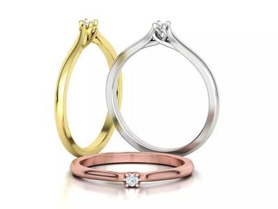 Delicate Solitaire Ring 2mm main stone Trellis Ring 3dmodel