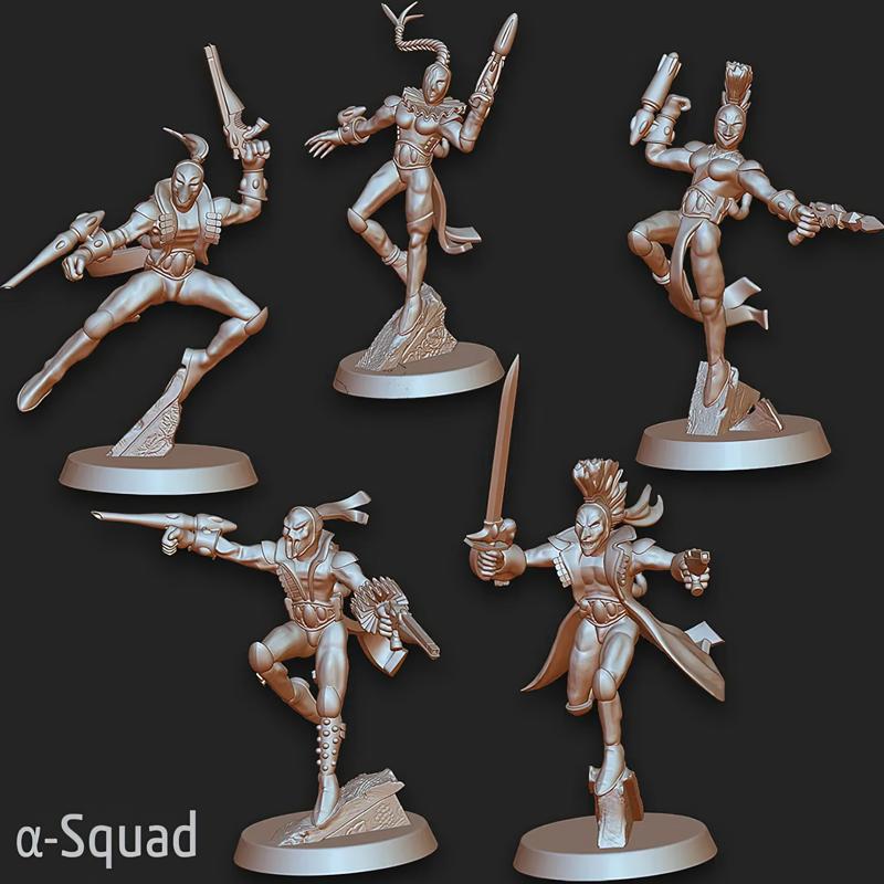 Modular 5 Player HARLEQUINE COMBAT SQUAD Alpha *PRE-SUPPORTED*