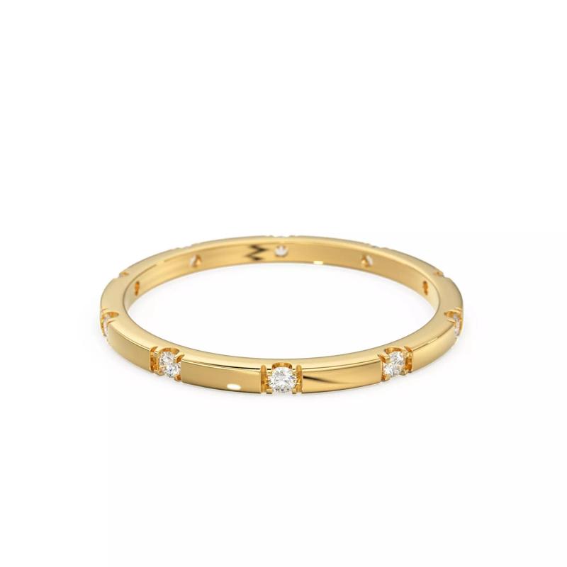 Pave Diamond Wedding Band Proposal Gold Engagement Ring