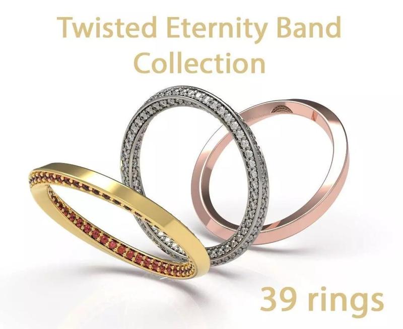 Diamond Twisted Eternity Ring Spiral Pave Band Collection