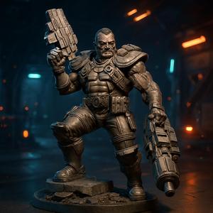 Futuristic Heavy Armor Warlord – Dual Weapon 3D Printable Figure