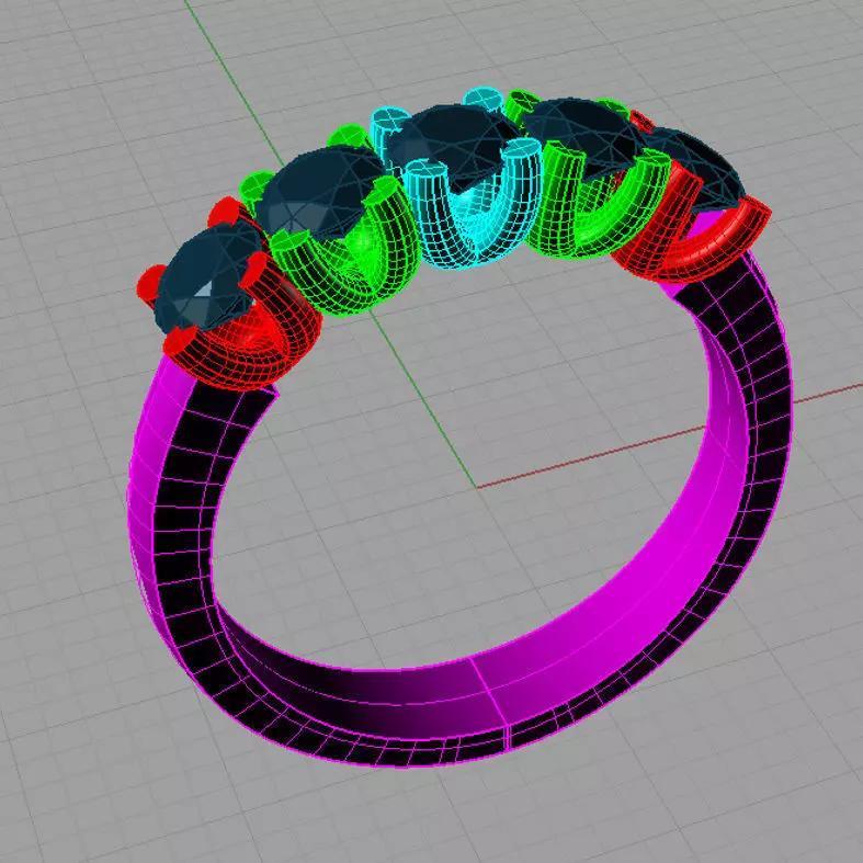 Diamond Engagement ring Classic Veretta 5 pietre TR19