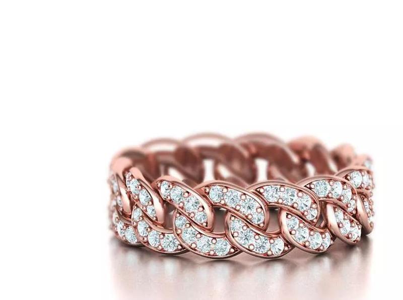 DIAMOND Cuban Link Chain Ring Stackble Ring 7mm wide 21mm SIZE