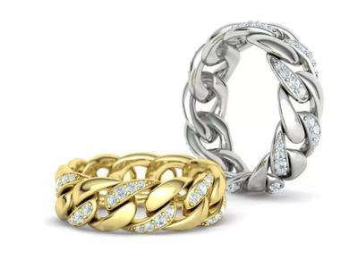 DIAMOND CUBAN LINK RING Chain Ring 8US Size 3dmodel