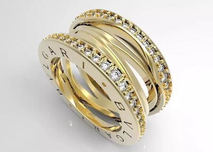 BZero1 Gold Ring with diamonds on the edges