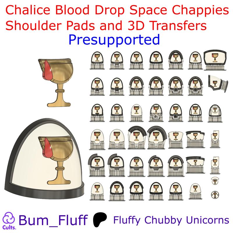 Chalice Blood Drop Space Chappies Shoulder Pads and 3D Transfers - Presupported