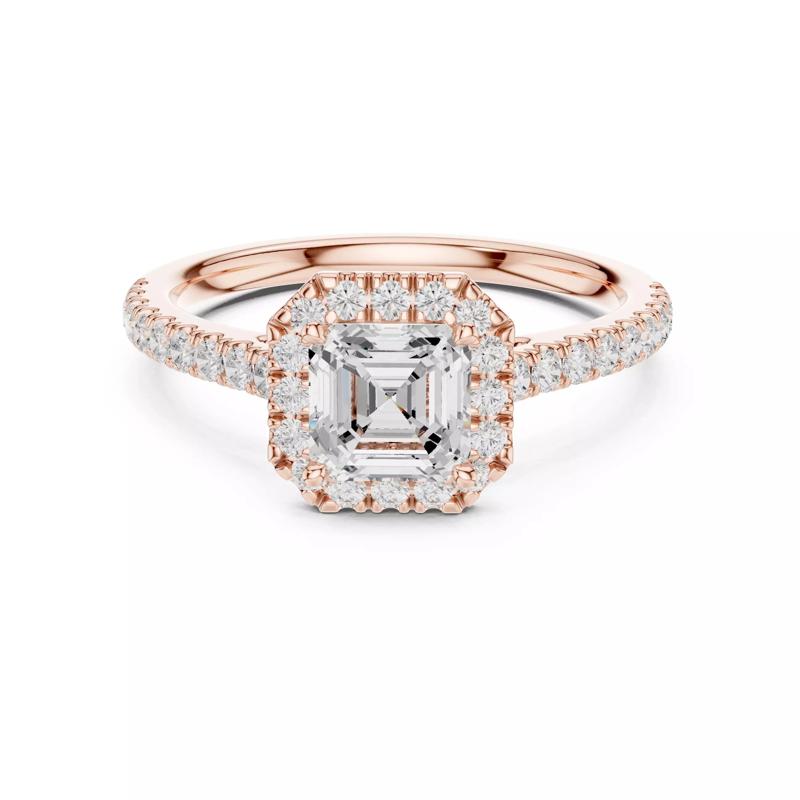 Asscher Cut Halo Diamond Engagement Wedding Ring 3DM STL Video