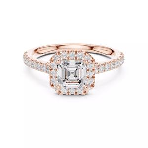 Asscher Cut Halo Diamond Engagement Wedding Ring 3DM STL Video