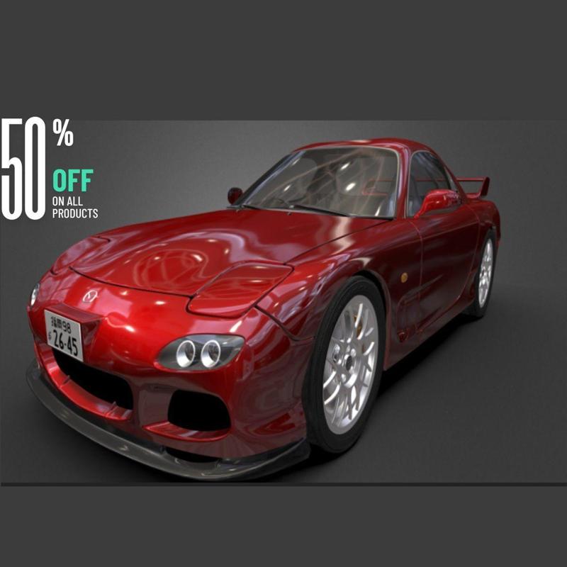 3D Printable Mazda RX-7 (FD) Sports Car