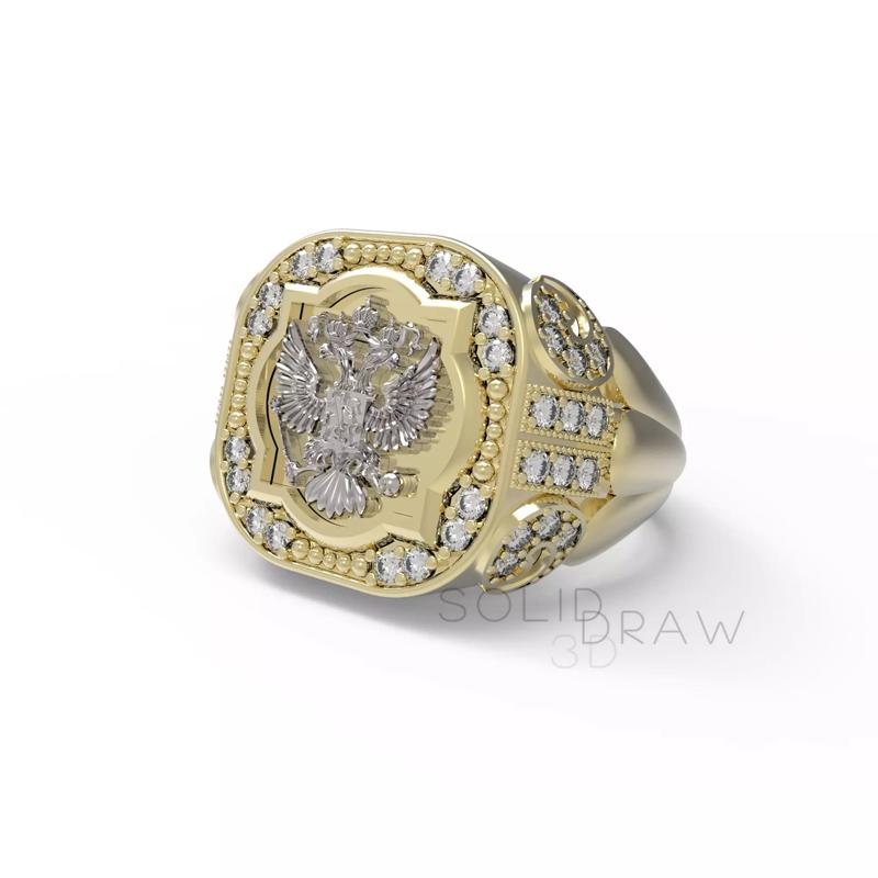 Ring Eagle Russian men diamond