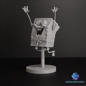 Jumping SpongeBob STL – 3D Model with Mountable Base