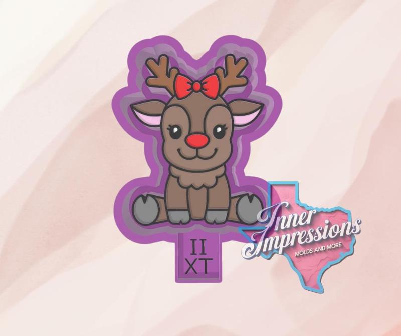 Rudolph With Bow Freshie  Mold