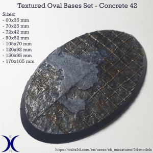 Oval Bases Set – Concrete 42 Texture (60–170MM) | Perfect For Tabletop Wargames & RPG's