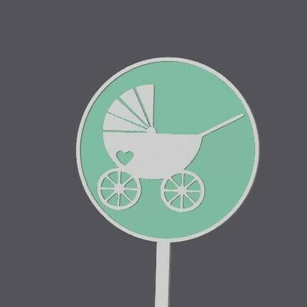 Baby Shower Cupcake Topper - stroller