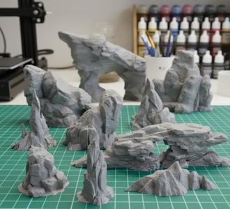 Realistic Rock Set for Miniatures | 10 STL Models (Small, Medium, Large)
