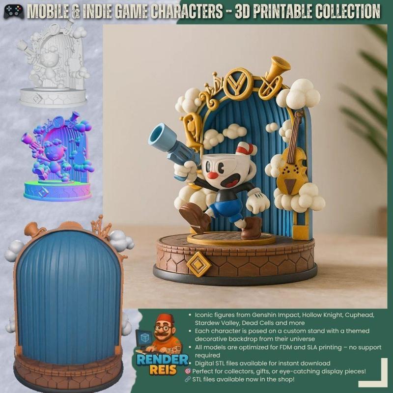 Cuphead Diorama – Fun Video Game Themed 3D Printable Collectible Statue