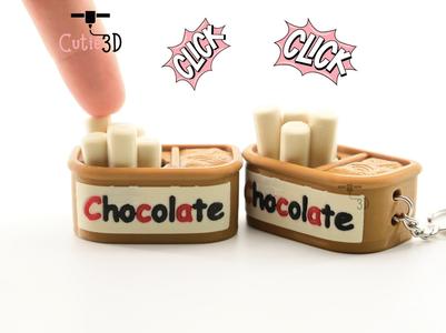 Cutie3D Chocolate Treat Jar For Food Lovers Keycap Fidget Clicker Keychain - Cute Backpack Keychain