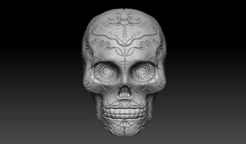 Flowered Skull 3D Printable Model