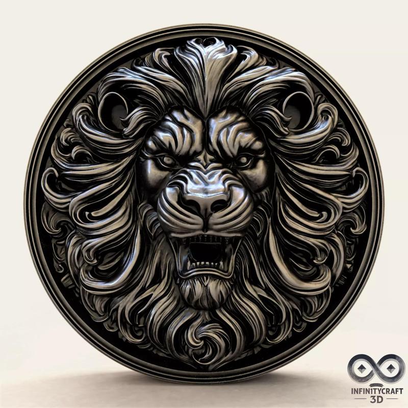 Majestic Lion Head Wall Sculpture No6  3D Printable STL Relief