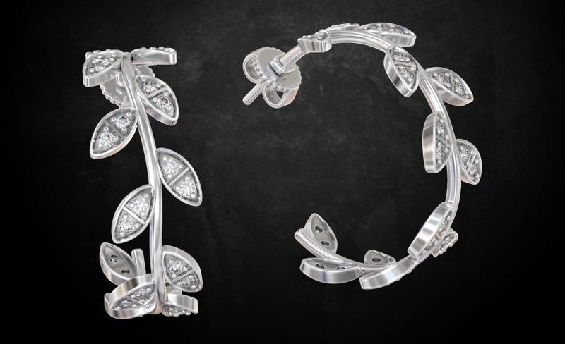 Earrings with leaves elegant 176