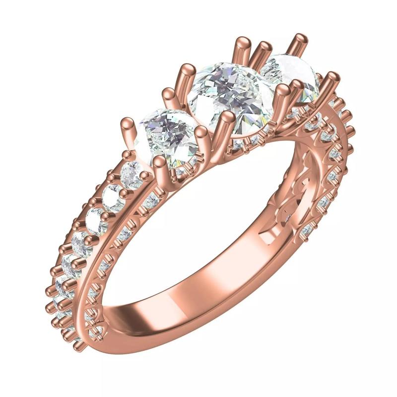 Simulated Round Cut Diamond Engagement Ring