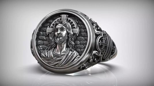 Jesus Christ Christogram Symbol Sacred Christian Ring