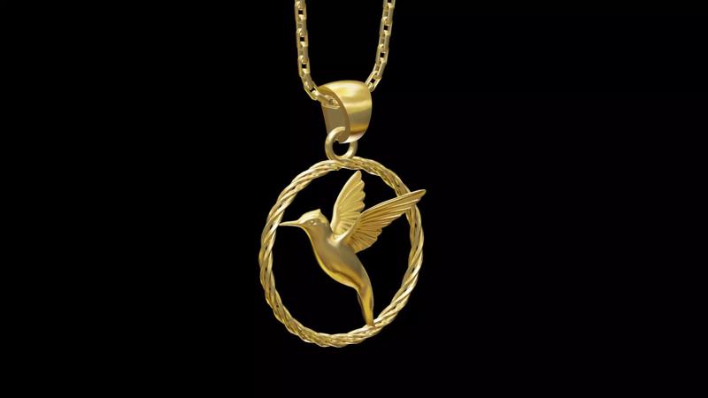 Hummingbird Pendant jewelry Gold V1
