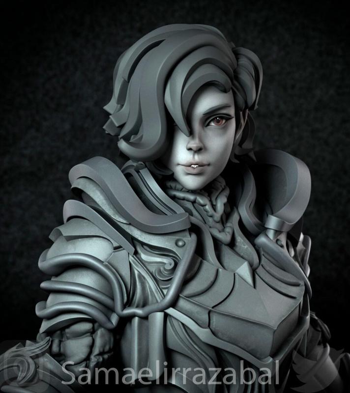 warrior girl miniature bust