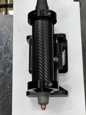 Fits JD's garage plasma table Z axis. 3D printed machine torch body for Hynade CUT60DN (should fit other non HF blow back type plasma).