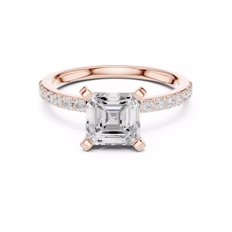 2CT Asscher Cut Pave Diamond Engagement Ring 3DM STL Video