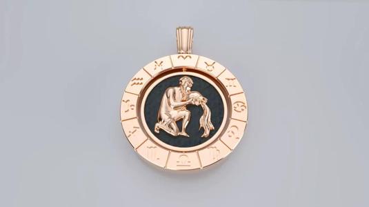 Zodiac Sign Pendants - Double Sided Spinning Center - Aquarius