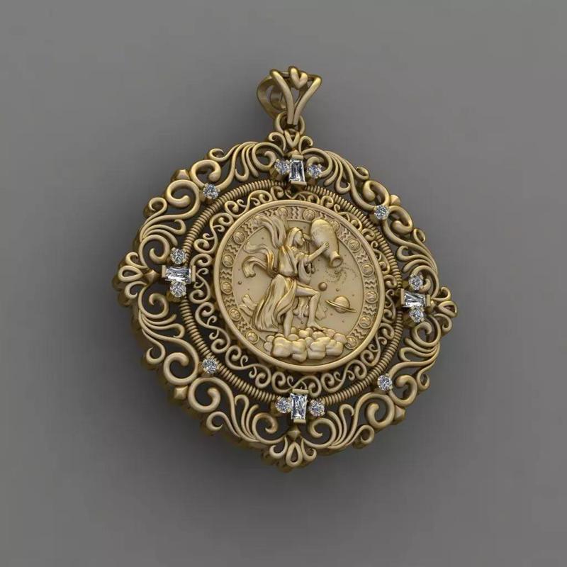 Zodiac sign Aquarius Horoscope pendant 3d Print Model