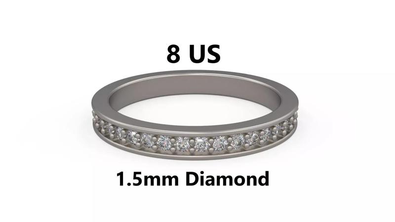 Model 1228 Eternity Band Ring 8 US Size 1point5mm Diamond