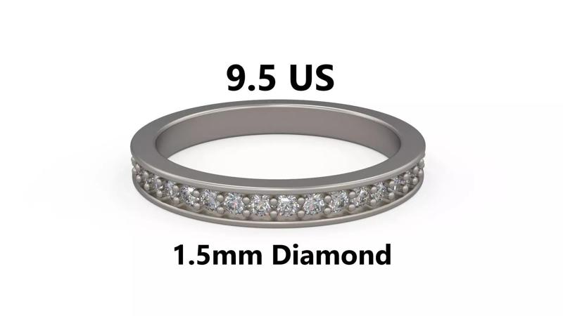 Model 1231 Eternity Band Ring 9 and half US Size 1pnt5mm Diamond