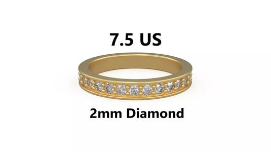 Model 1215 Eternity Diamond Band Ring 7 and half US Size 2mm Dia