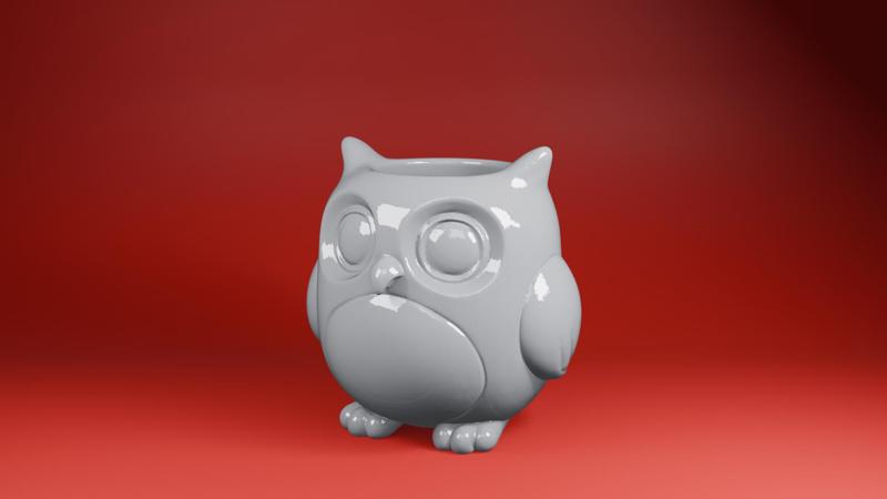 Cute Owl Planter Vase – Glossy Animal Pot STL for 3D Printing