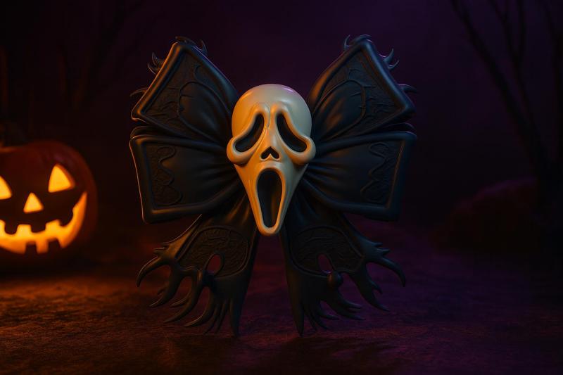 SCREAM Horror Bow – Spooky Ghost Face Inspired 3D Print Decoration