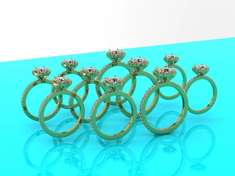 Nice fishtail ring with big diamond - 10 sizes