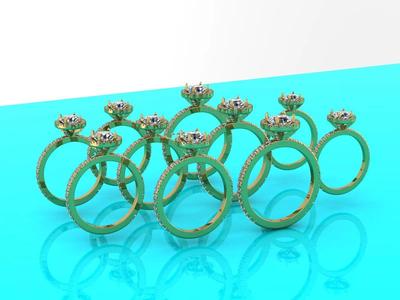 Nice fishtail ring with big diamond - 10 sizes