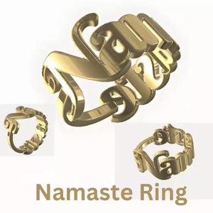 Namaste Text Ring 3D Printable Jewelry OBJ