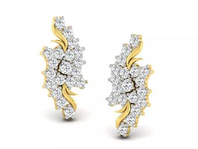 Diamond Earrings 3dm STL FBX OBJ Render Details