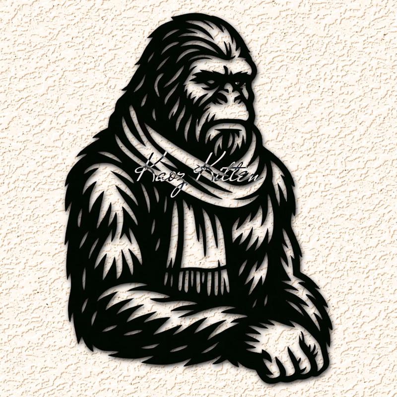 Winter Sasquatch Wrapped in Scarf Wall Art Home Decor