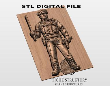 Police Officer – Law Enforcement Bas Relief – 3D STL Model