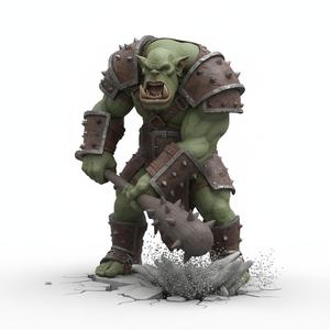 Colossal Brute Ground Slam Miniature - Dynamic Fantasy RPG Wargaming Monster 3D Print
