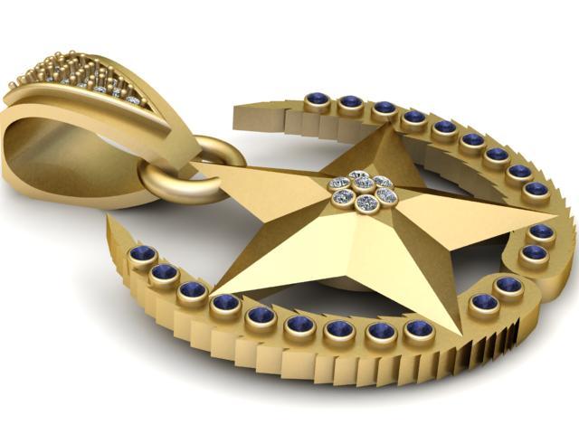 3D Printable Star and Horseshoe Pendant